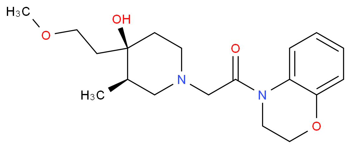 (3R*,4R*)-1-[2-(2,3-dihydro-4H-1,4-benzoxazin-4-yl)-2-oxoethyl]-4-(2-methoxyethyl)-3-methylpiperidin-4-ol_Molecular_structure_CAS_)