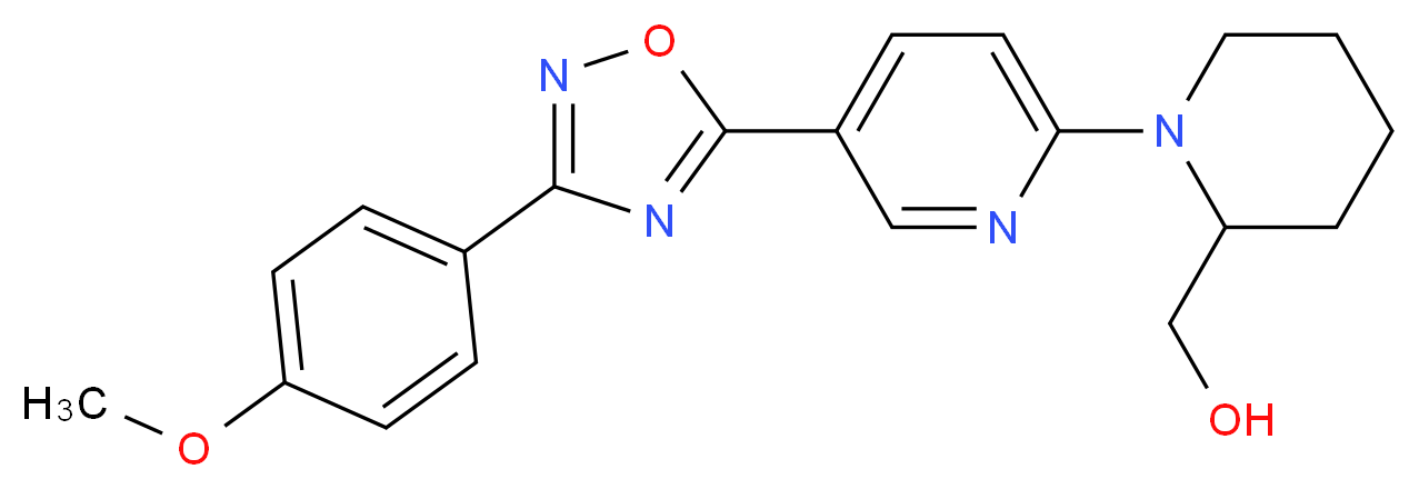 (1-{5-[3-(4-methoxyphenyl)-1,2,4-oxadiazol-5-yl]-2-pyridinyl}-2-piperidinyl)methanol_Molecular_structure_CAS_)