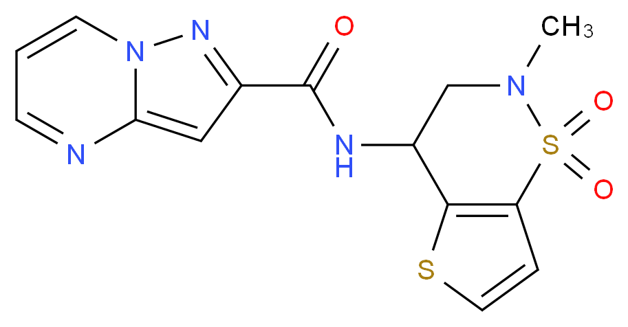 N-(2-methyl-1,1-dioxido-3,4-dihydro-2H-thieno[2,3-e][1,2]thiazin-4-yl)pyrazolo[1,5-a]pyrimidine-2-carboxamide_Molecular_structure_CAS_)