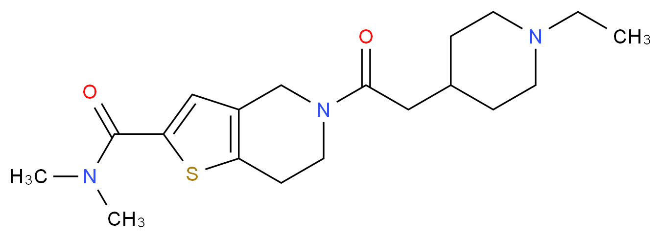 5-[(1-ethyl-4-piperidinyl)acetyl]-N,N-dimethyl-4,5,6,7-tetrahydrothieno[3,2-c]pyridine-2-carboxamide_Molecular_structure_CAS_)