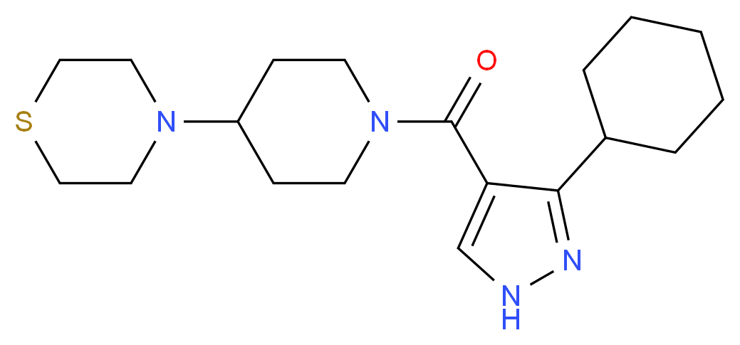 4-{1-[(3-cyclohexyl-1H-pyrazol-4-yl)carbonyl]-4-piperidinyl}thiomorpholine_Molecular_structure_CAS_)