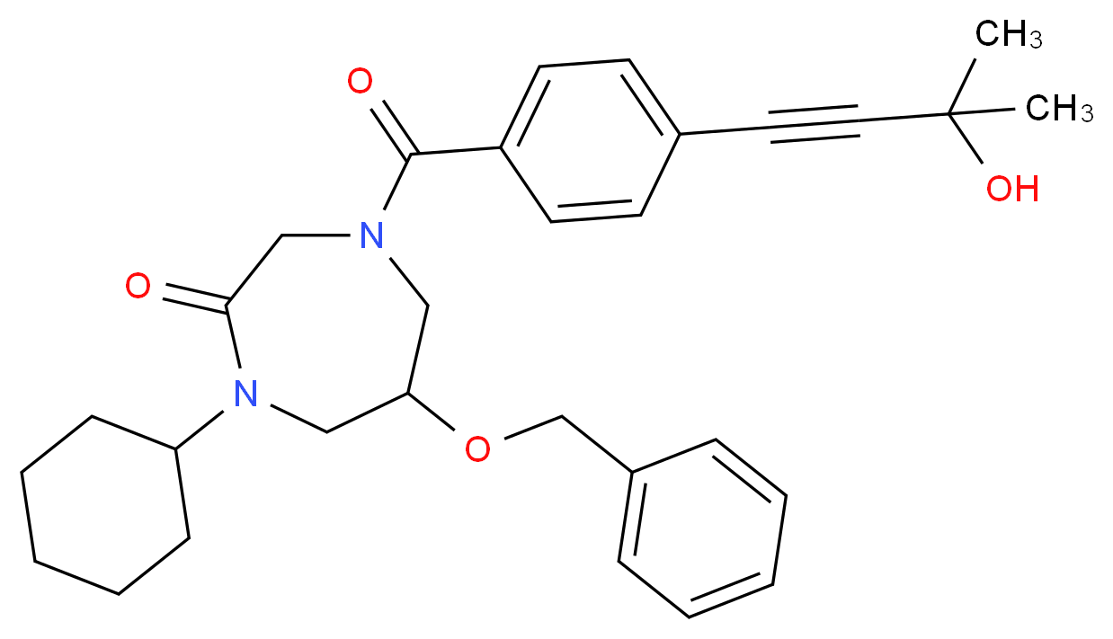 6-(benzyloxy)-1-cyclohexyl-4-[4-(3-hydroxy-3-methyl-1-butyn-1-yl)benzoyl]-1,4-diazepan-2-one_Molecular_structure_CAS_)