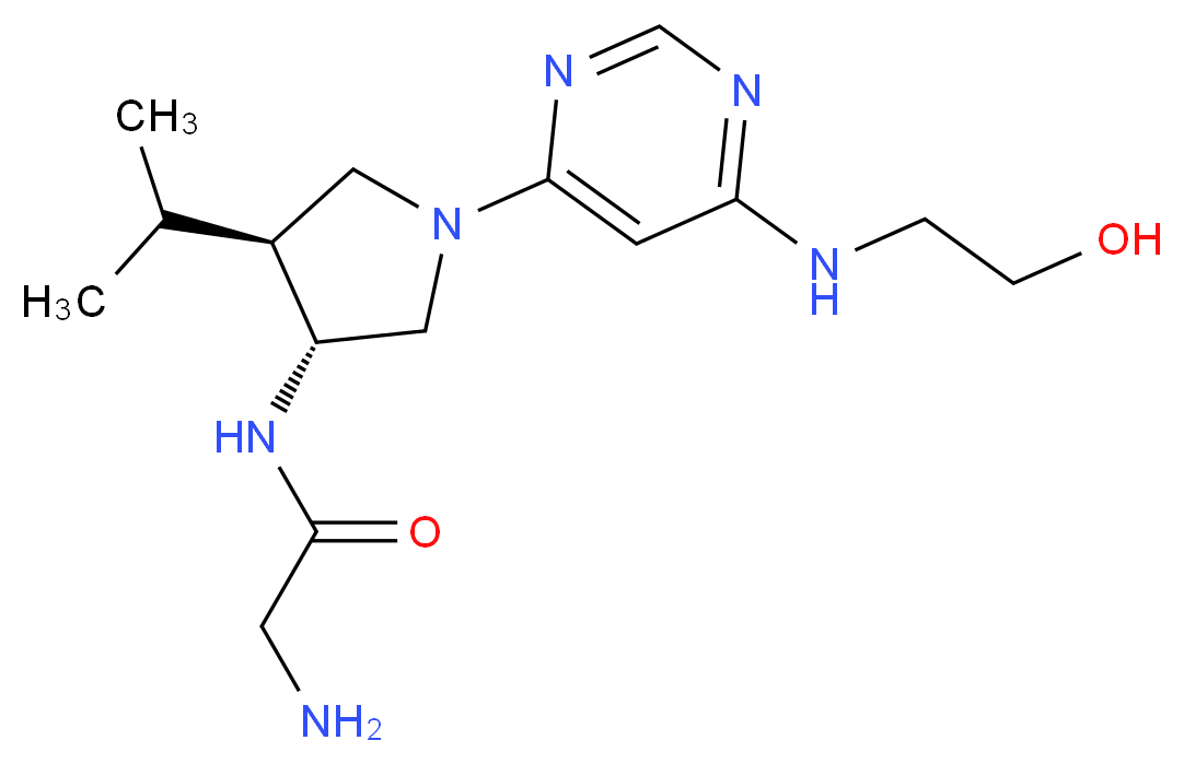 N~1~-((3R*,4S*)-1-{6-[(2-hydroxyethyl)amino]-4-pyrimidinyl}-4-isopropyl-3-pyrrolidinyl)glycinamide_Molecular_structure_CAS_)