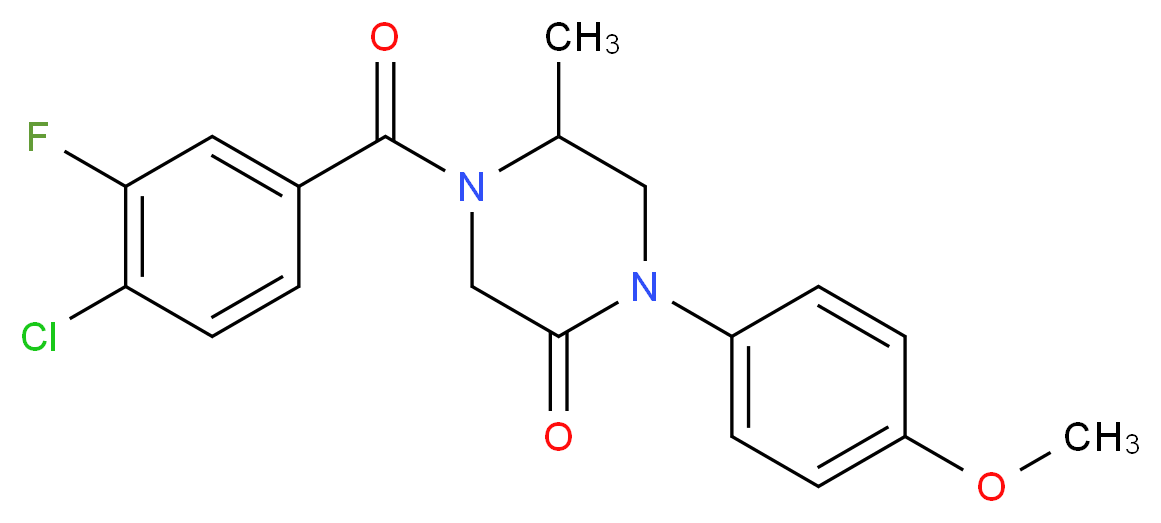 4-(4-chloro-3-fluorobenzoyl)-1-(4-methoxyphenyl)-5-methyl-2-piperazinone_Molecular_structure_CAS_)