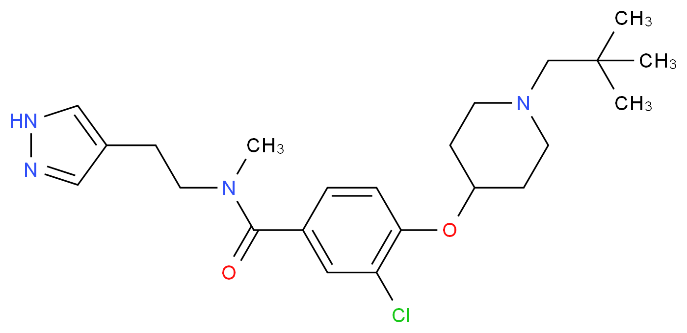 3-chloro-4-{[1-(2,2-dimethylpropyl)-4-piperidinyl]oxy}-N-methyl-N-[2-(1H-pyrazol-4-yl)ethyl]benzamide_Molecular_structure_CAS_)