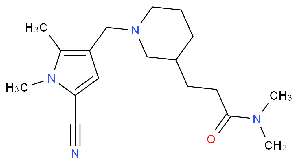 3-{1-[(5-cyano-1,2-dimethyl-1H-pyrrol-3-yl)methyl]-3-piperidinyl}-N,N-dimethylpropanamide_Molecular_structure_CAS_)