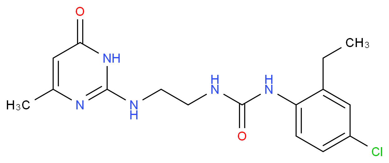 N-(4-chloro-2-ethylphenyl)-N'-{2-[(4-methyl-6-oxo-1,6-dihydropyrimidin-2-yl)amino]ethyl}urea_Molecular_structure_CAS_)