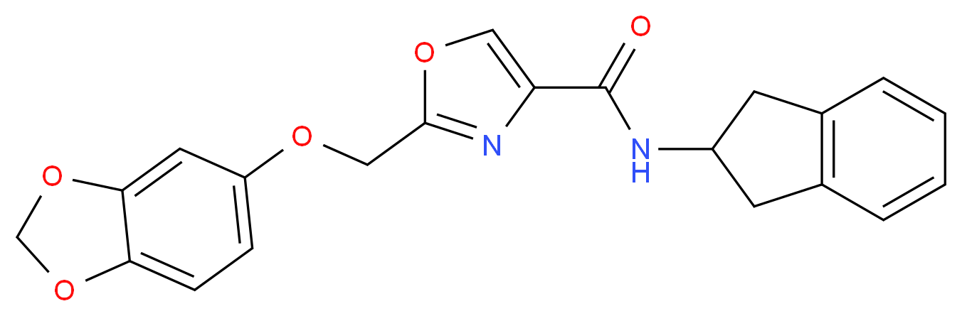 2-[(1,3-benzodioxol-5-yloxy)methyl]-N-(2,3-dihydro-1H-inden-2-yl)-1,3-oxazole-4-carboxamide_Molecular_structure_CAS_)