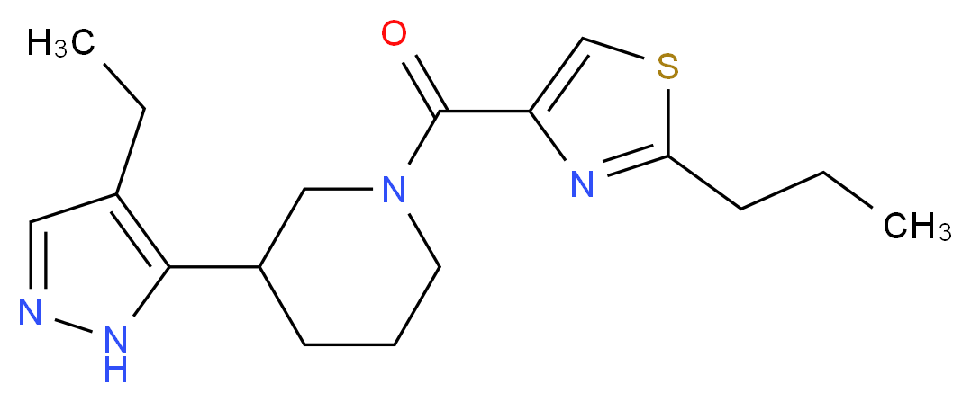 3-(4-ethyl-1H-pyrazol-5-yl)-1-[(2-propyl-1,3-thiazol-4-yl)carbonyl]piperidine_Molecular_structure_CAS_)