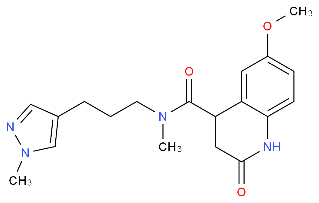 6-methoxy-N-methyl-N-[3-(1-methyl-1H-pyrazol-4-yl)propyl]-2-oxo-1,2,3,4-tetrahydro-4-quinolinecarboxamide_Molecular_structure_CAS_)