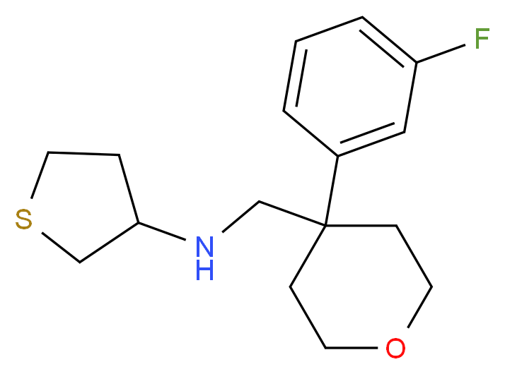 N-{[4-(3-fluorophenyl)tetrahydro-2H-pyran-4-yl]methyl}tetrahydrothiophen-3-amine_Molecular_structure_CAS_)