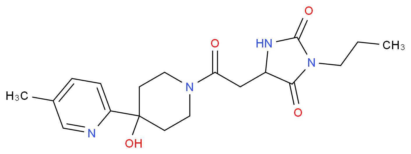 5-{2-[4-hydroxy-4-(5-methylpyridin-2-yl)piperidin-1-yl]-2-oxoethyl}-3-propylimidazolidine-2,4-dione_Molecular_structure_CAS_)