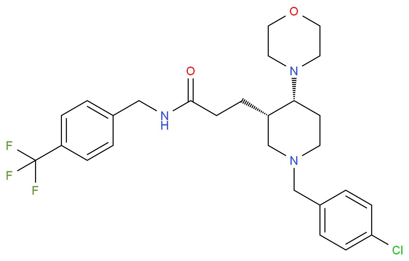 3-[(3S*,4R*)-1-(4-chlorobenzyl)-4-(4-morpholinyl)-3-piperidinyl]-N-[4-(trifluoromethyl)benzyl]propanamide_Molecular_structure_CAS_)