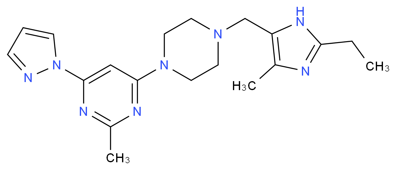 4-{4-[(2-ethyl-4-methyl-1H-imidazol-5-yl)methyl]piperazin-1-yl}-2-methyl-6-(1H-pyrazol-1-yl)pyrimidine_Molecular_structure_CAS_)