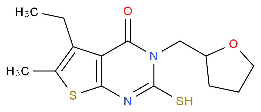 5-ethyl-2-mercapto-6-methyl-3-(tetrahydrofuran-2-ylmethyl)thieno[2,3-d]pyrimidin-4(3H)-one_Molecular_structure_CAS_)