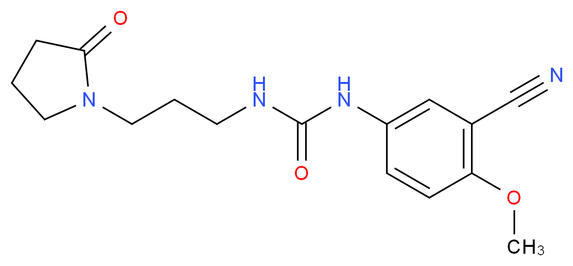 N-(3-cyano-4-methoxyphenyl)-N'-[3-(2-oxopyrrolidin-1-yl)propyl]urea_Molecular_structure_CAS_)