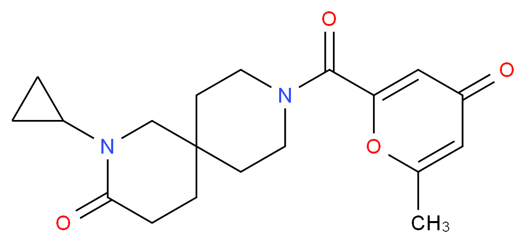 2-cyclopropyl-9-[(6-methyl-4-oxo-4H-pyran-2-yl)carbonyl]-2,9-diazaspiro[5.5]undecan-3-one_Molecular_structure_CAS_)