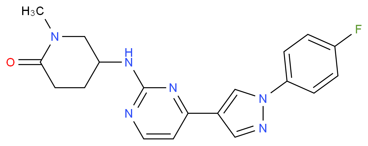 5-({4-[1-(4-fluorophenyl)-1H-pyrazol-4-yl]-2-pyrimidinyl}amino)-1-methyl-2-piperidinone_Molecular_structure_CAS_)