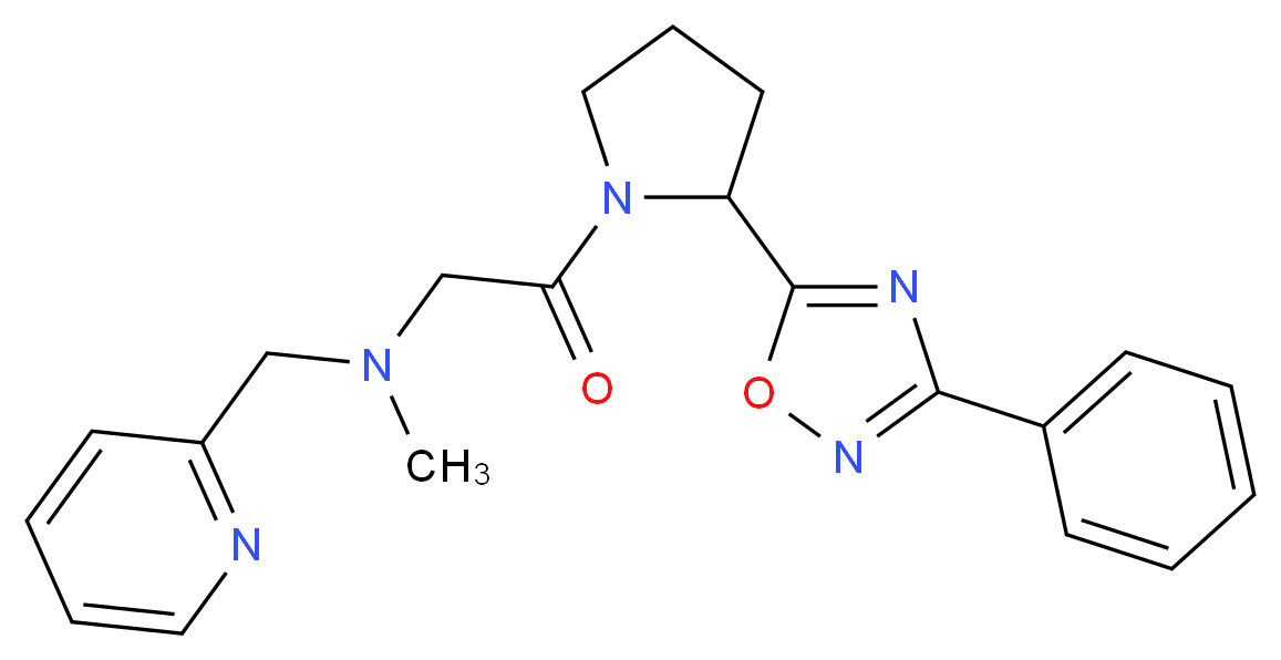 N-methyl-2-oxo-2-[2-(3-phenyl-1,2,4-oxadiazol-5-yl)-1-pyrrolidinyl]-N-(2-pyridinylmethyl)ethanamine_Molecular_structure_CAS_)