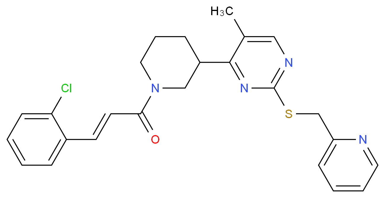 4-{1-[(2E)-3-(2-chlorophenyl)-2-propenoyl]-3-piperidinyl}-5-methyl-2-[(2-pyridinylmethyl)thio]pyrimidine_Molecular_structure_CAS_)