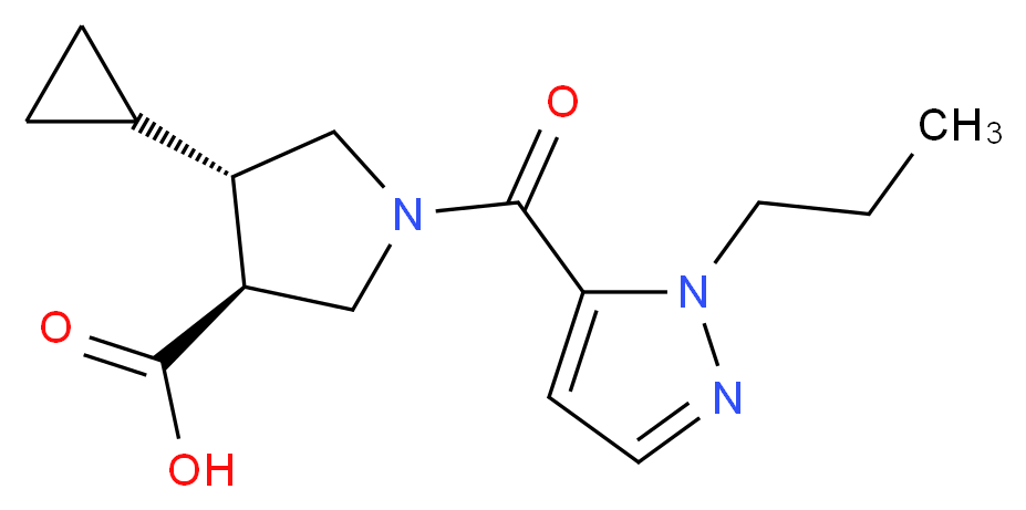 (3S*,4S*)-4-cyclopropyl-1-[(1-propyl-1H-pyrazol-5-yl)carbonyl]-3-pyrrolidinecarboxylic acid_Molecular_structure_CAS_)
