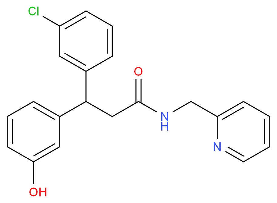 3-(3-chlorophenyl)-3-(3-hydroxyphenyl)-N-(2-pyridinylmethyl)propanamide_Molecular_structure_CAS_)