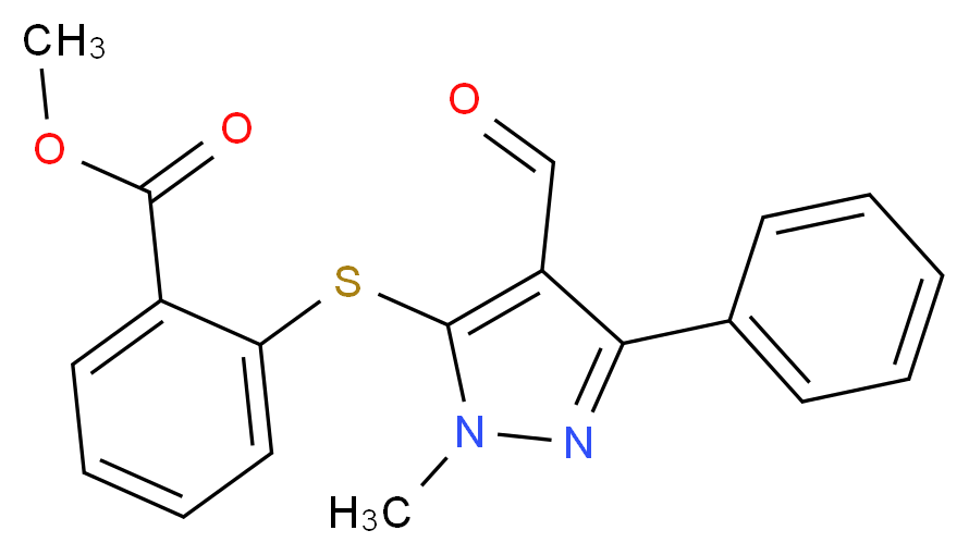 Methyl 2-[(4-formyl-1-methyl-3-phenyl-1H-pyrazol-5-yl)sulfanyl]benzenecarboxylate_Molecular_structure_CAS_)