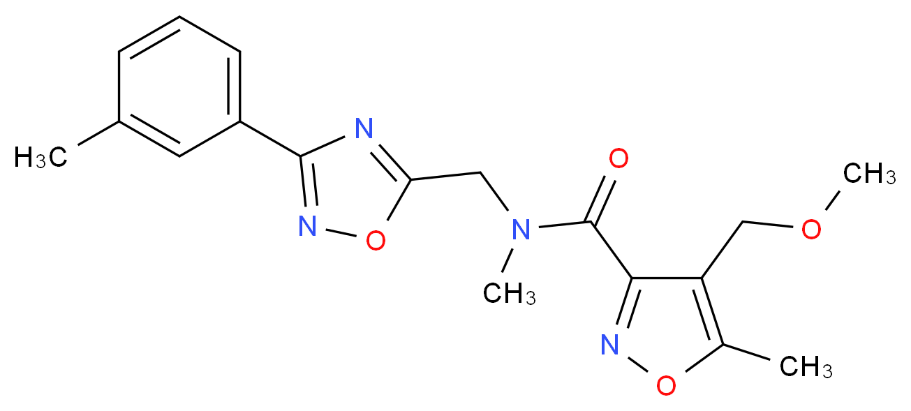 4-(methoxymethyl)-N,5-dimethyl-N-{[3-(3-methylphenyl)-1,2,4-oxadiazol-5-yl]methyl}isoxazole-3-carboxamide_Molecular_structure_CAS_)