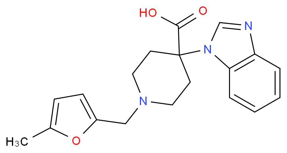 4-(1H-benzimidazol-1-yl)-1-[(5-methyl-2-furyl)methyl]piperidine-4-carboxylic acid_Molecular_structure_CAS_)