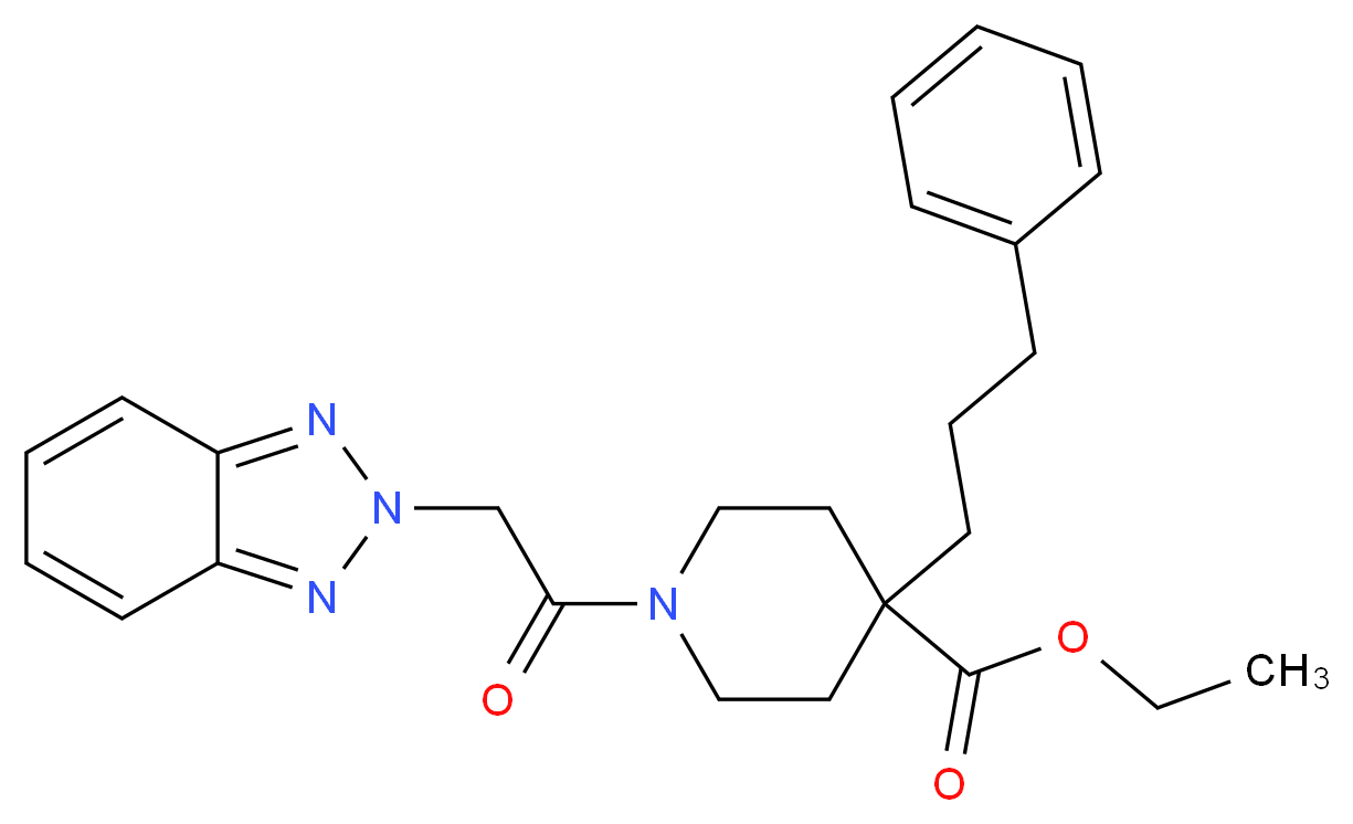 ethyl 1-(2H-1,2,3-benzotriazol-2-ylacetyl)-4-(3-phenylpropyl)-4-piperidinecarboxylate_Molecular_structure_CAS_)