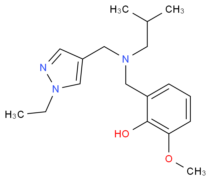 2-{[[(1-ethyl-1H-pyrazol-4-yl)methyl](isobutyl)amino]methyl}-6-methoxyphenol_Molecular_structure_CAS_)