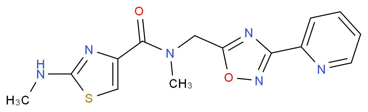 N-methyl-2-(methylamino)-N-{[3-(2-pyridinyl)-1,2,4-oxadiazol-5-yl]methyl}-1,3-thiazole-4-carboxamide_Molecular_structure_CAS_)