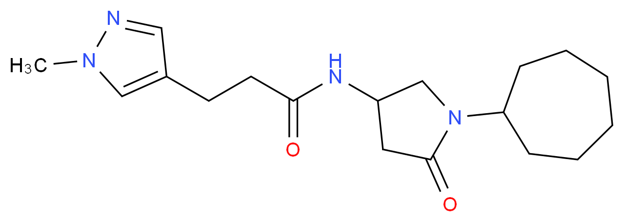 N-(1-cycloheptyl-5-oxo-3-pyrrolidinyl)-3-(1-methyl-1H-pyrazol-4-yl)propanamide_Molecular_structure_CAS_)