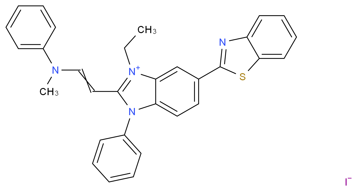 5-(2-Benzothiazolyl)-3-ethyl-2-[2-(methylphenylamino)ethenyl]-1-phenyl-1H-benzimidazolium iodide_Molecular_structure_CAS_681281-88-9)