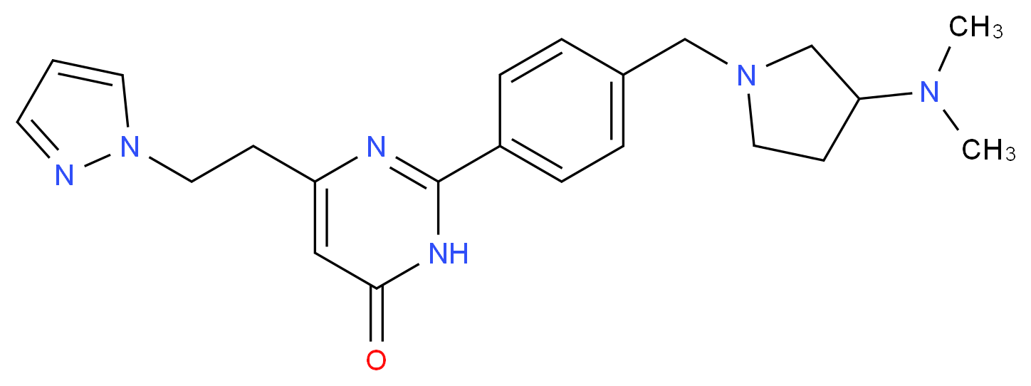 2-(4-{[3-(dimethylamino)pyrrolidin-1-yl]methyl}phenyl)-6-[2-(1H-pyrazol-1-yl)ethyl]pyrimidin-4(3H)-one_Molecular_structure_CAS_)
