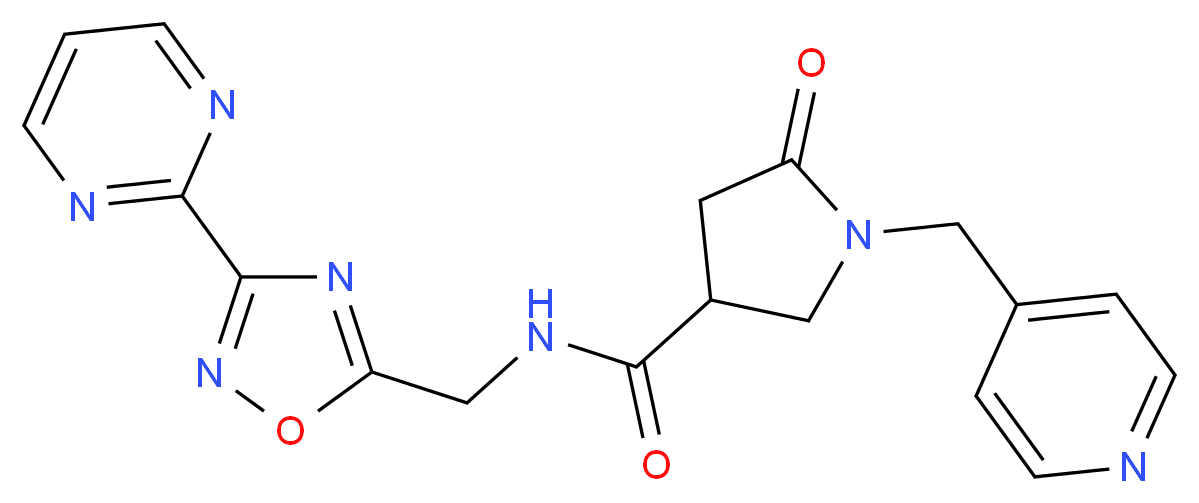 5-oxo-1-(4-pyridinylmethyl)-N-{[3-(2-pyrimidinyl)-1,2,4-oxadiazol-5-yl]methyl}-3-pyrrolidinecarboxamide_Molecular_structure_CAS_)