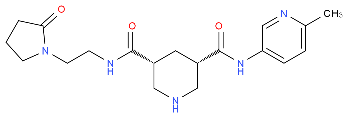 (3S*,5R*)-N-(6-methylpyridin-3-yl)-N'-[2-(2-oxopyrrolidin-1-yl)ethyl]piperidine-3,5-dicarboxamide_Molecular_structure_CAS_)