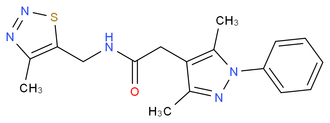 2-(3,5-dimethyl-1-phenyl-1H-pyrazol-4-yl)-N-[(4-methyl-1,2,3-thiadiazol-5-yl)methyl]acetamide_Molecular_structure_CAS_)