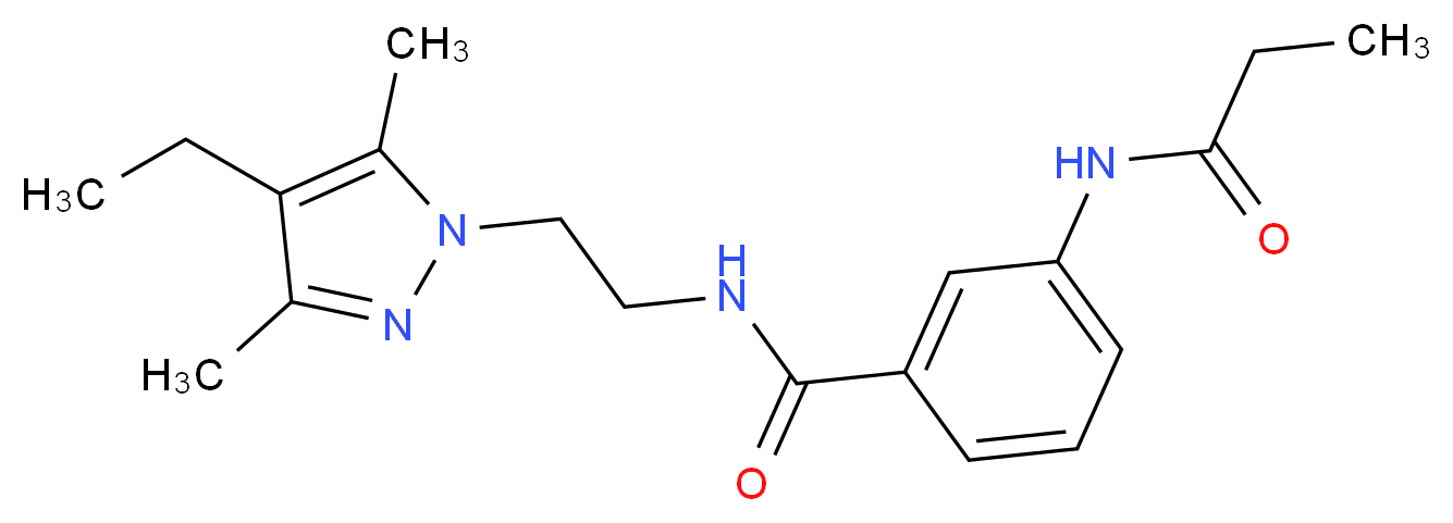 N-[2-(4-ethyl-3,5-dimethyl-1H-pyrazol-1-yl)ethyl]-3-(propionylamino)benzamide_Molecular_structure_CAS_)
