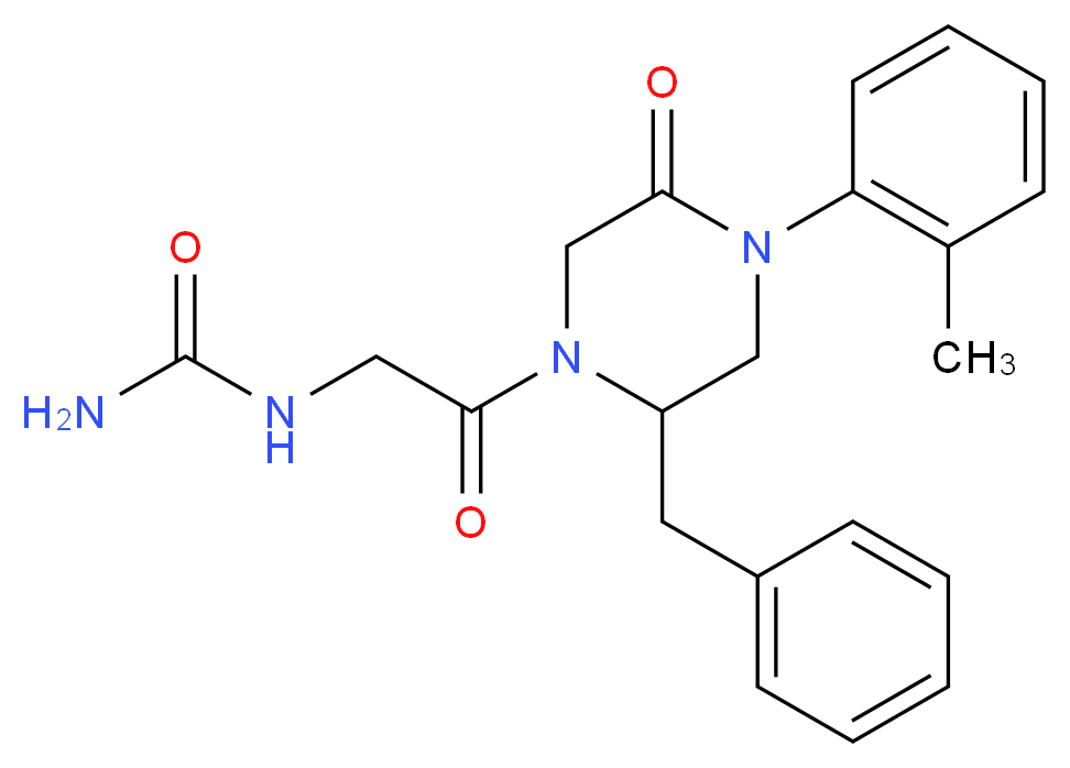 N-{2-[2-benzyl-4-(2-methylphenyl)-5-oxo-1-piperazinyl]-2-oxoethyl}urea (non-preferred name)_Molecular_structure_CAS_)