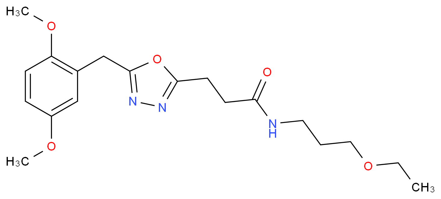 3-[5-(2,5-dimethoxybenzyl)-1,3,4-oxadiazol-2-yl]-N-(3-ethoxypropyl)propanamide_Molecular_structure_CAS_)