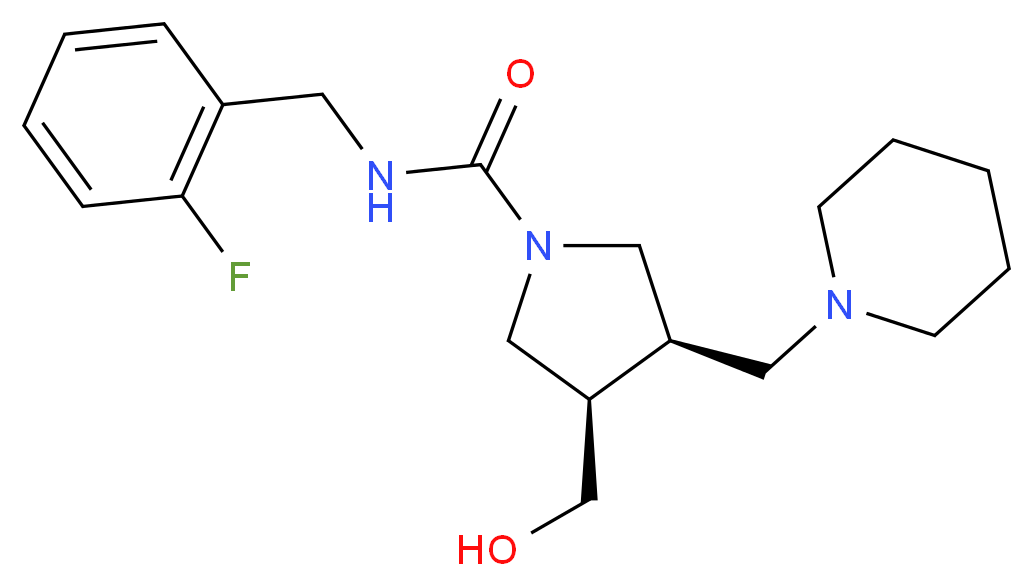 (3R*,4R*)-N-(2-fluorobenzyl)-3-(hydroxymethyl)-4-(1-piperidinylmethyl)-1-pyrrolidinecarboxamide_Molecular_structure_CAS_)