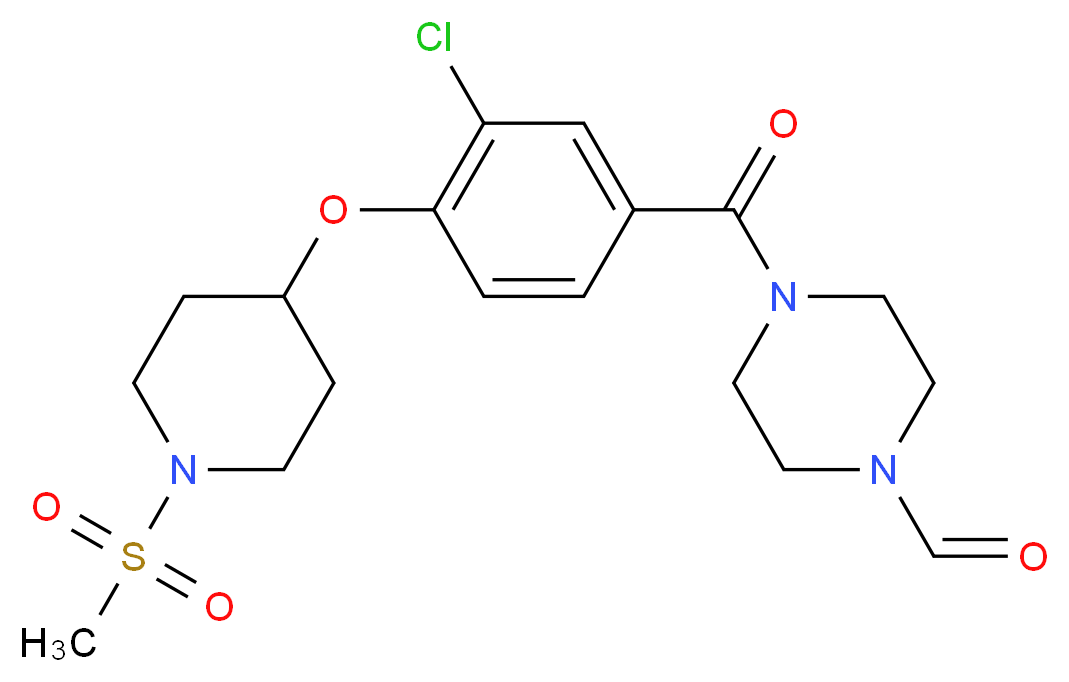 4-(3-chloro-4-{[1-(methylsulfonyl)-4-piperidinyl]oxy}benzoyl)-1-piperazinecarbaldehyde_Molecular_structure_CAS_)