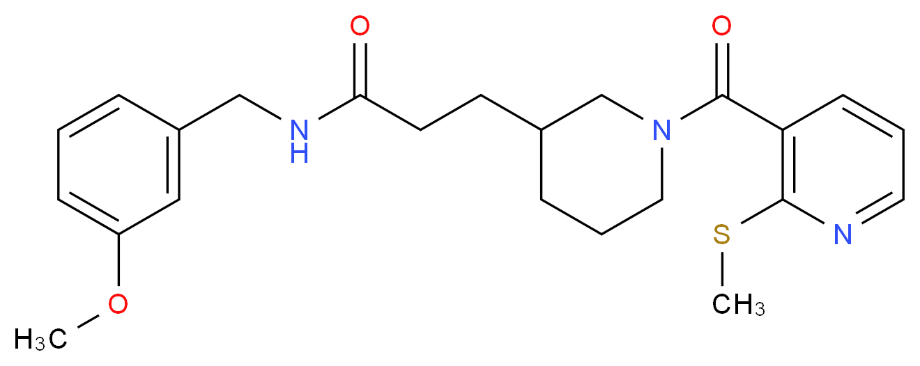N-(3-methoxybenzyl)-3-(1-{[2-(methylthio)-3-pyridinyl]carbonyl}-3-piperidinyl)propanamide_Molecular_structure_CAS_)