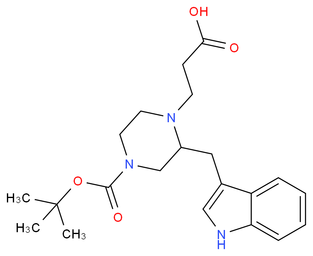 3-(2-((1H-indol-3-yl)methyl)-4-(tert-butoxycarbonyl)piperazin-1-yl)propanoic acid_Molecular_structure_CAS_1060814-27-8)