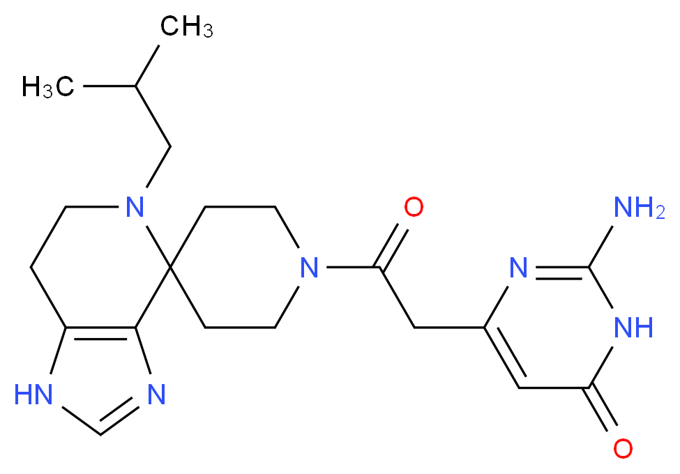 2-amino-6-[2-(5-isobutyl-1,5,6,7-tetrahydro-1'H-spiro[imidazo[4,5-c]pyridine-4,4'-piperidin]-1'-yl)-2-oxoethyl]pyrimidin-4(3H)-one_Molecular_structure_CAS_)