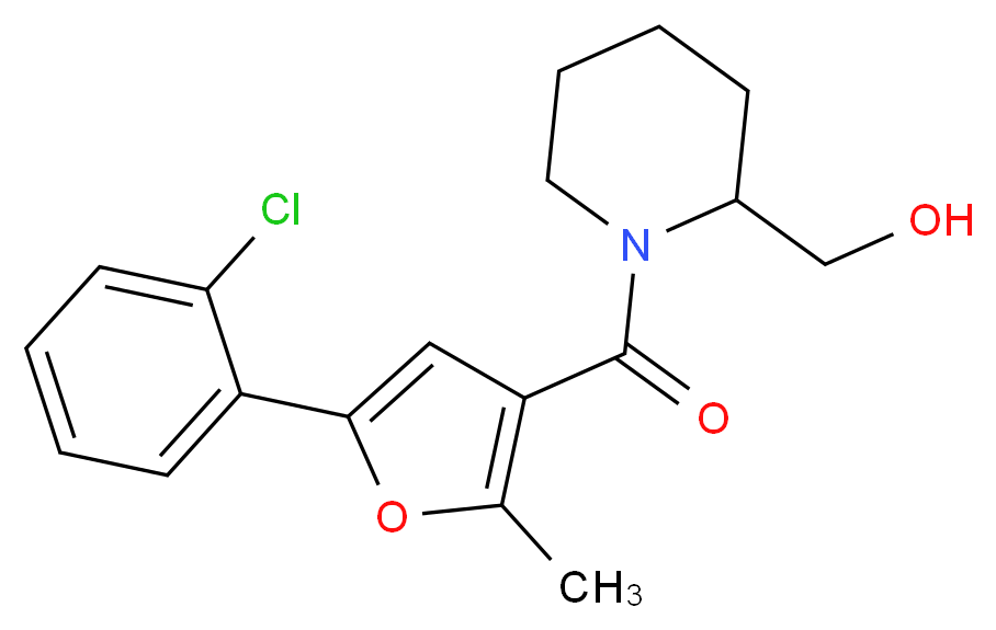 {1-[5-(2-chlorophenyl)-2-methyl-3-furoyl]piperidin-2-yl}methanol_Molecular_structure_CAS_)