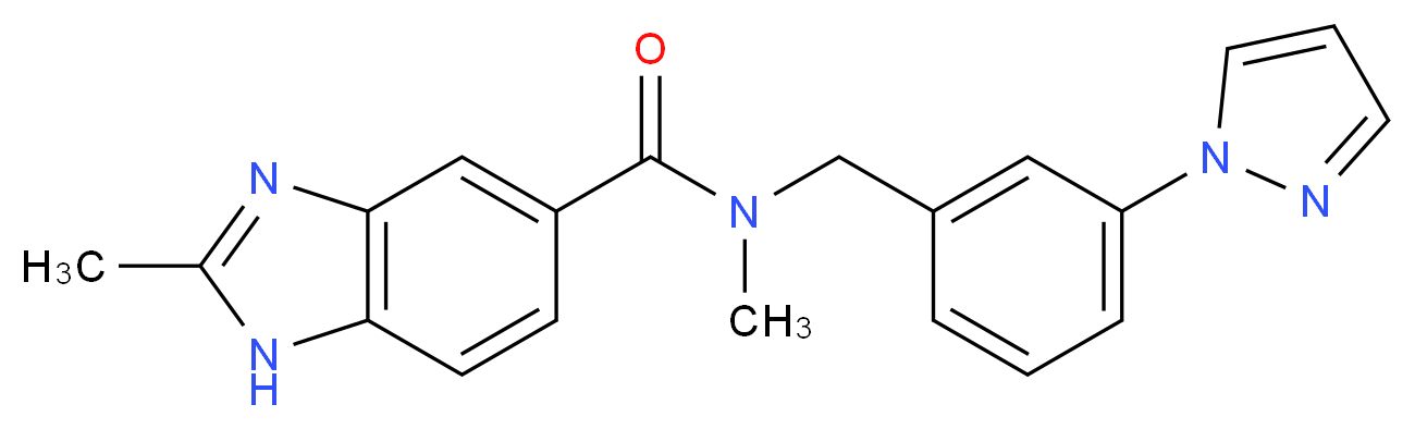 N,2-dimethyl-N-[3-(1H-pyrazol-1-yl)benzyl]-1H-benzimidazole-5-carboxamide_Molecular_structure_CAS_)