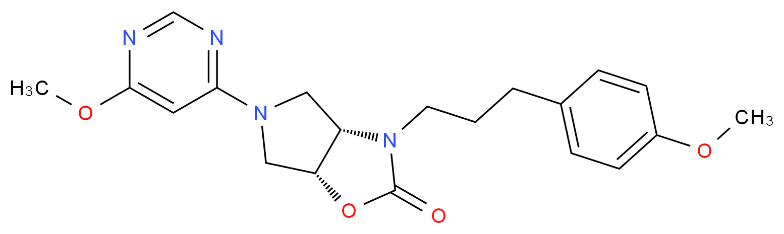 (3aS*,6aR*)-3-[3-(4-methoxyphenyl)propyl]-5-(6-methoxy-4-pyrimidinyl)hexahydro-2H-pyrrolo[3,4-d][1,3]oxazol-2-one_Molecular_structure_CAS_)