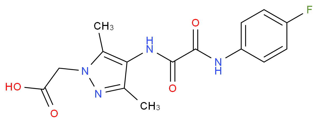 (4-{[[(4-fluorophenyl)amino](oxo)acetyl]amino}-3,5-dimethyl-1H-pyrazol-1-yl)acetic acid_Molecular_structure_CAS_)